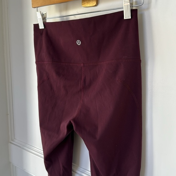 Lululemon Wunder Train Sheer Calf Leggings High Rise Burgundy Maroon Color 6 - Picture 5 of 10